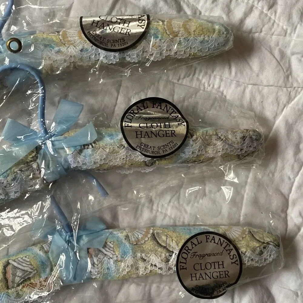 Set of Vintage Padded Lingerie Sweater Hangers seashells lace Cottagecore granny